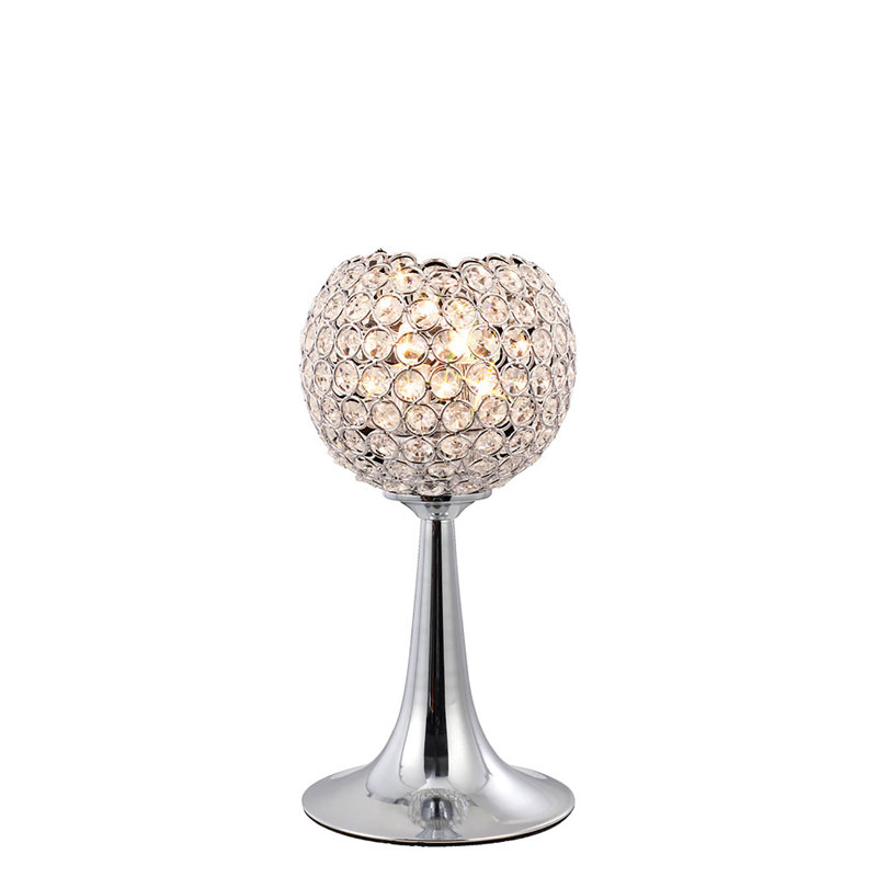 Crystal Table Lamp, Polished Chrome