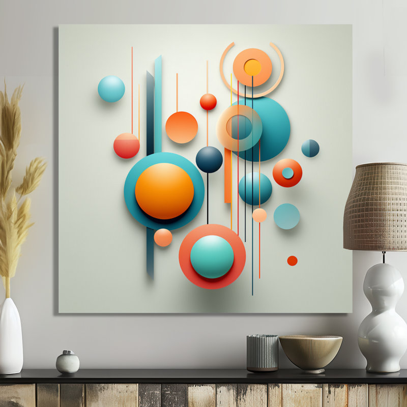 «Ascendant», art mural bleu Mid-Century, Toile tendue, H 16 po x l 16 po x P 1 po