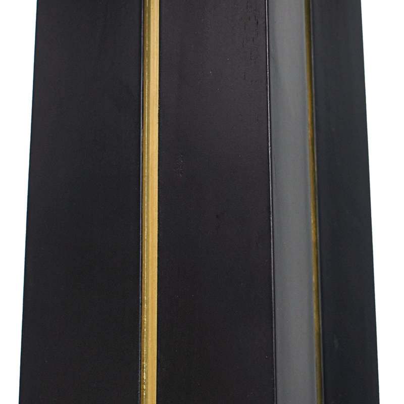 Modern Negotiation Table - 85Cm Black Tempered Glass Top, Black Wooden Legs With Golden Metal Base(Only The Negotiation Table)