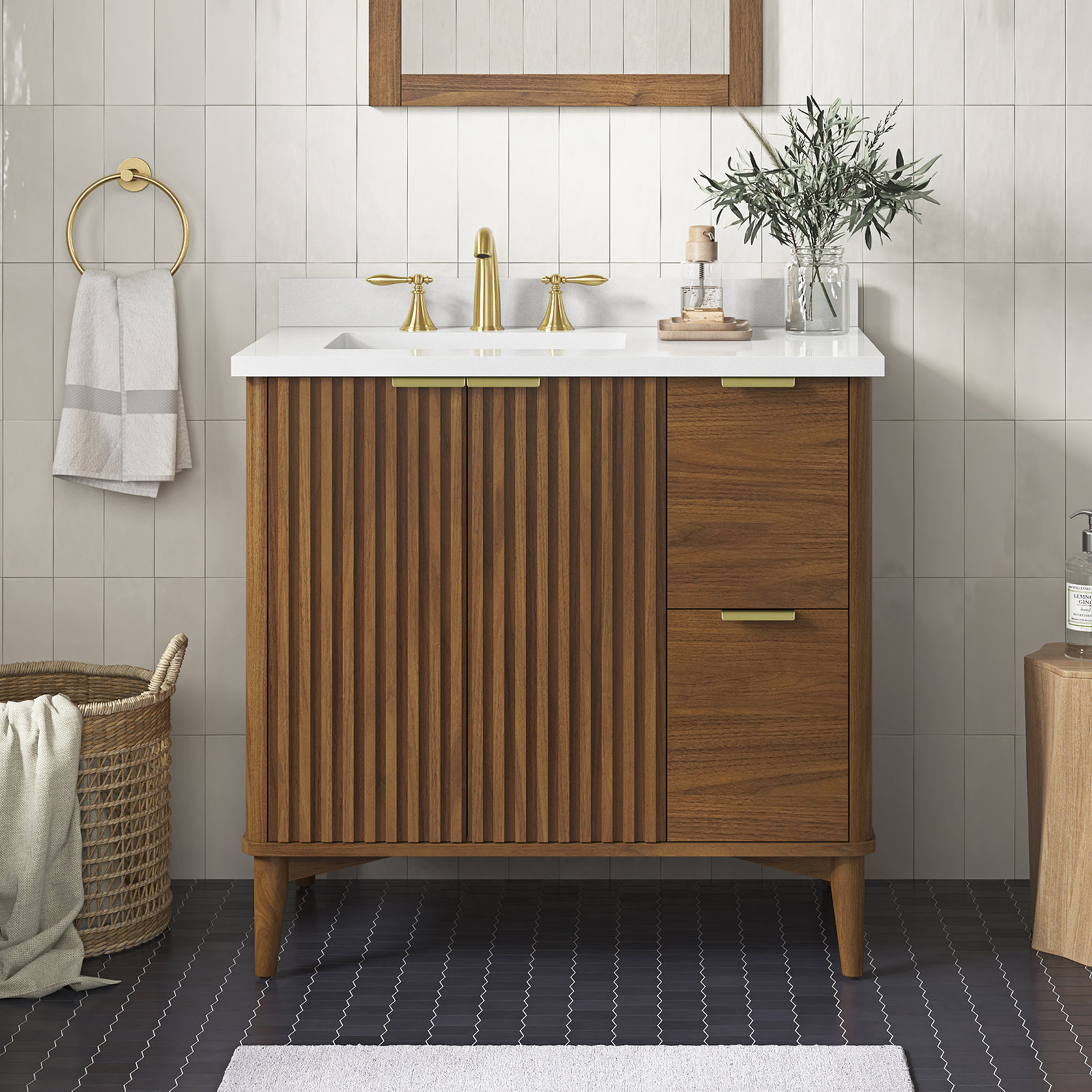  Gabi 36 in. Single Sink Bathroom Vanity, Warm Walnut
