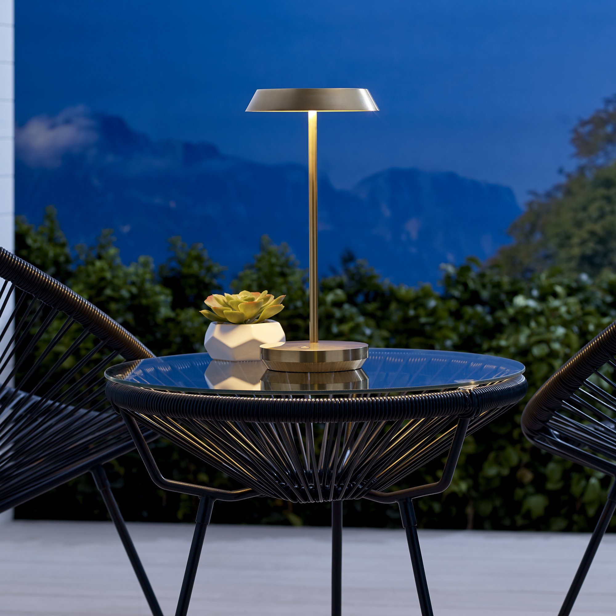 Tepa Accent Rechargeable Table Lamp, Natural Brass