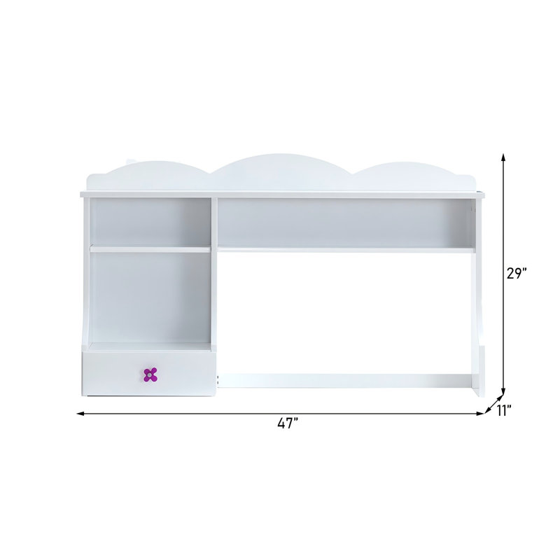 Bureau en bois blanc avec tiroirs de rangement