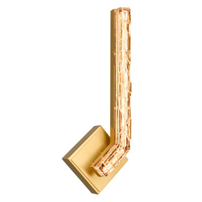 Integrated LED 19in Brass Wall Light with Handcrafted Glass