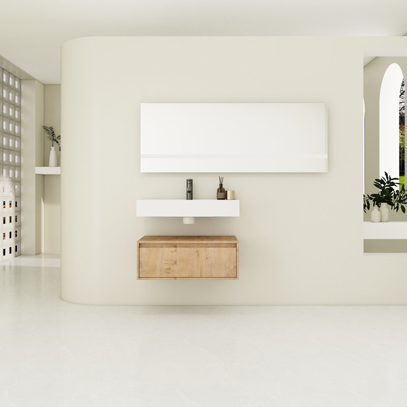 Meuble-lavabo de salle de bain contemporain avec plateau en résine et fabrication - Lavabo de 30 po de qualité avec fermeture en douceur