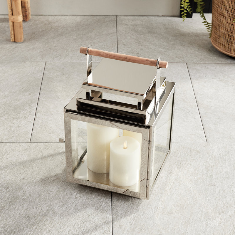 Adwin Lantern, Silver, 16.5" H x 10.5" W x 10" D