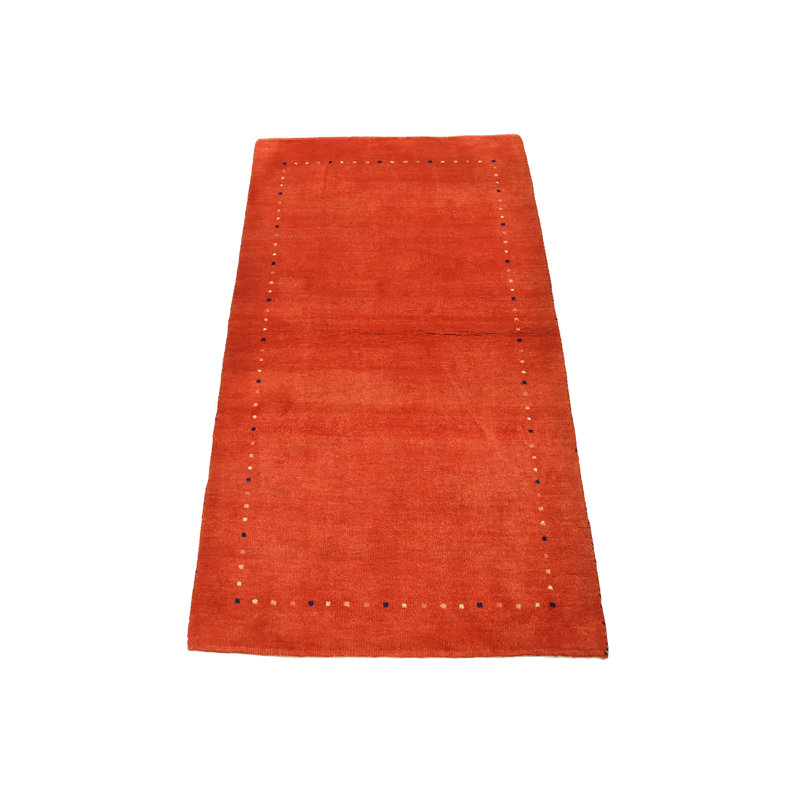 Tapis rouge en laine noué à la main de conception unique 3 pi x 5 pi 3 po