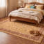 Tapis Slate2 traditionnel à motif floral intégral orange, vert et crème, lavable à la machine, antidérapant, à poils courts, pour l'intérieur et l'extérieur, adapté aux animaux domestiques, idéal pour le salon, la chambre, la salle à manger, l'entrée, le couloir ou le bureau.-828513614
