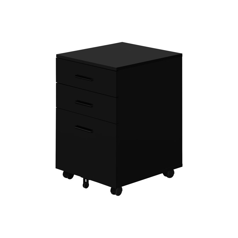 Black Laminate Rolling File Container, For Neat Office Organization Cabinet In Laminate, With Adequate Storage Drawers