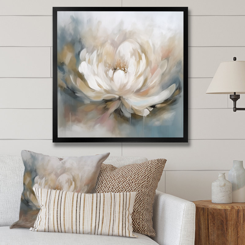White Lotus Floral Melody, reproduction d'art sur toile, Cadre photo unique, H 24 po x l 24 po, Noir