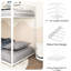 Structure de lit simple en métal blanc, support, marches confortables, caractéristiques, installation rapide