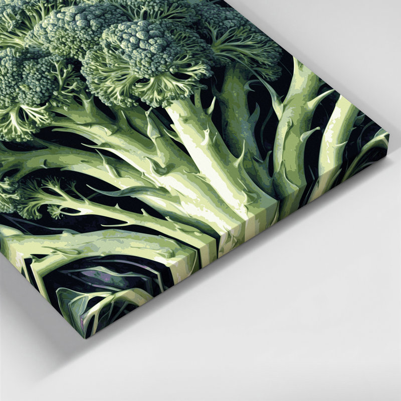 Vegetables Broccoli Flowers Green Canvas Wall Art, 16" H x 20" W