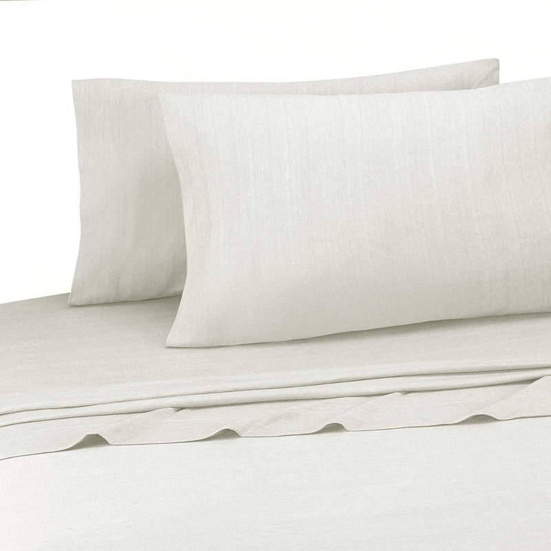 Ensemble de draps en mélange de coton Spilsby, Grand + 2 taies d'oreiller, Blanc hivernal