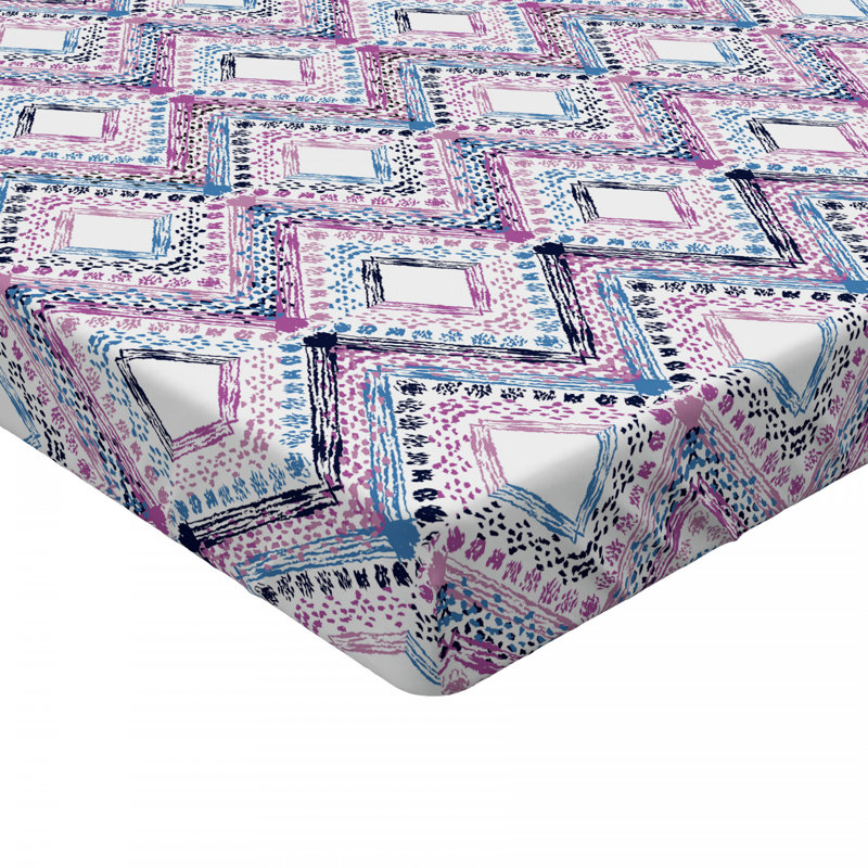 Microfiber Geometric Fitted Sheet, Queen Fitted Sheet