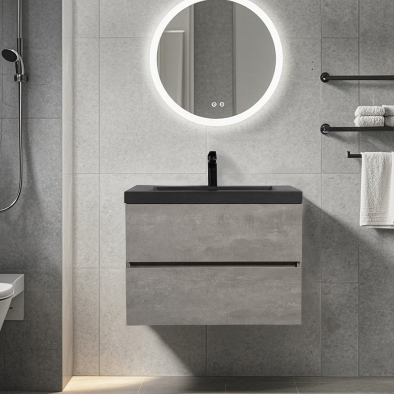 Meuble-lavabo mural mural flottant simple gris, 30"