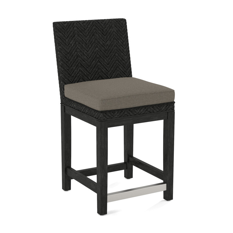 Upholstered Stool, Gray Sugar Performance; 0863-84, Antique Black Finish