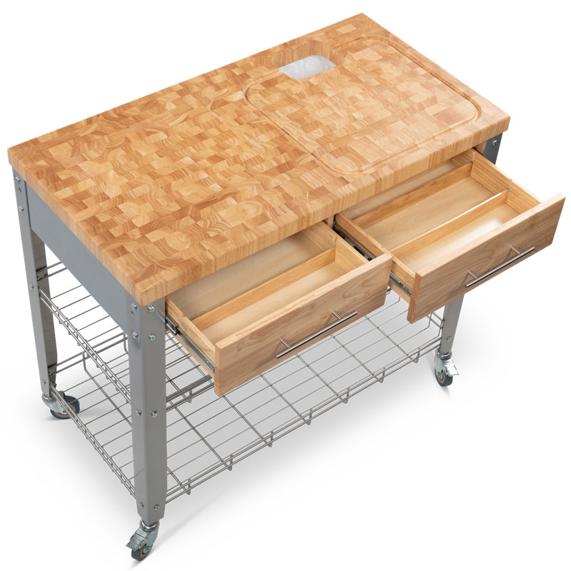 Thielsen 38 " W Kitchen Cart, Metallic Powder Coat