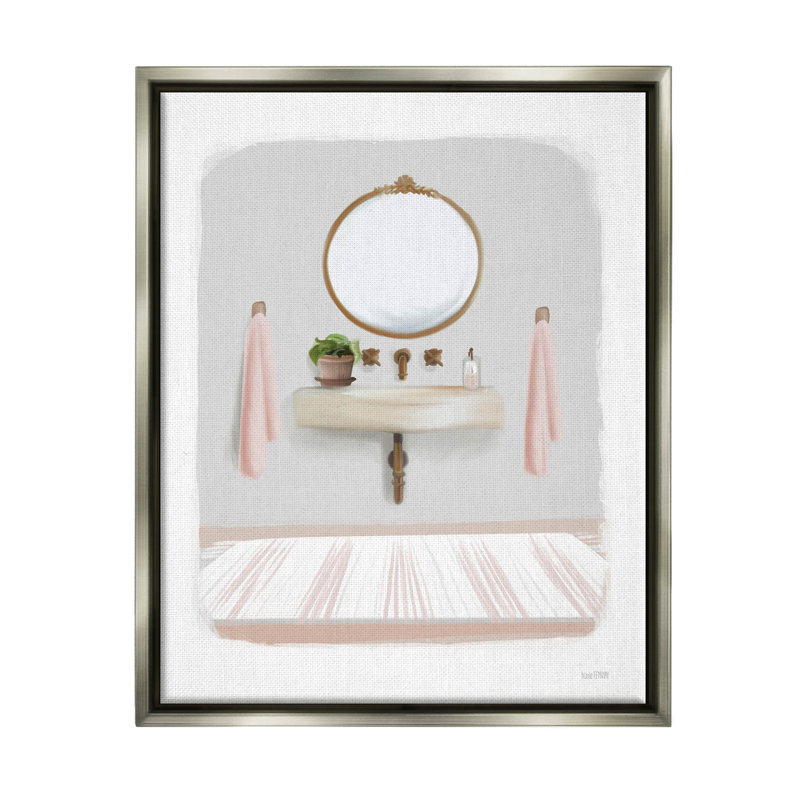 Scène de giclée de la salle de bain Cozy, H 21 po x l 17 po x P 1,7 po, Cadre flottant gris lustré