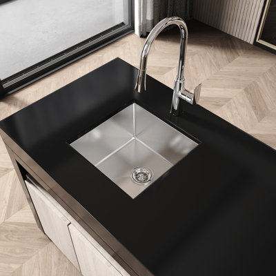 Undermount Kitchen Sink 18"X18" - Brushed Finish Stainless Steel With Efficient Drainage System 18X18 Inch Gray Noise Reduction Feature And Optimal Drain