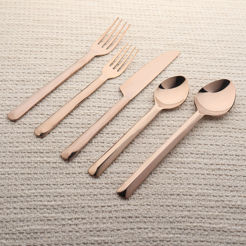 Ensemble de couverts 20 pièces INox Artisans Ariella Bronze (service pour 4), Argent argent