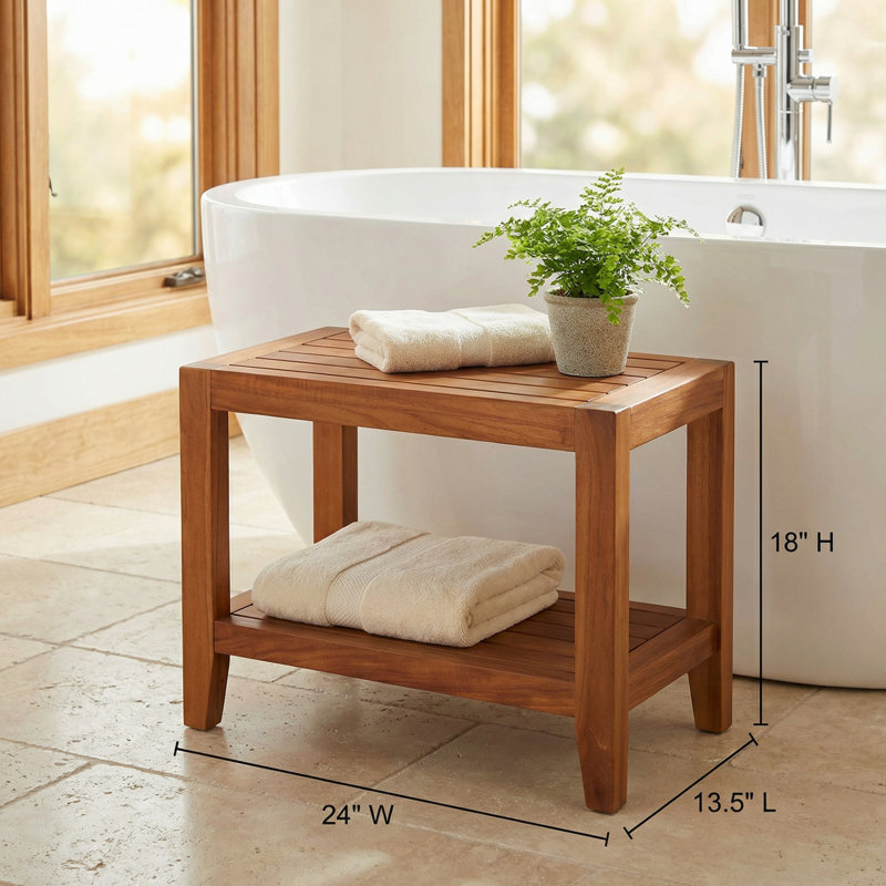 Boulton 24'' W Teak Shower Bench