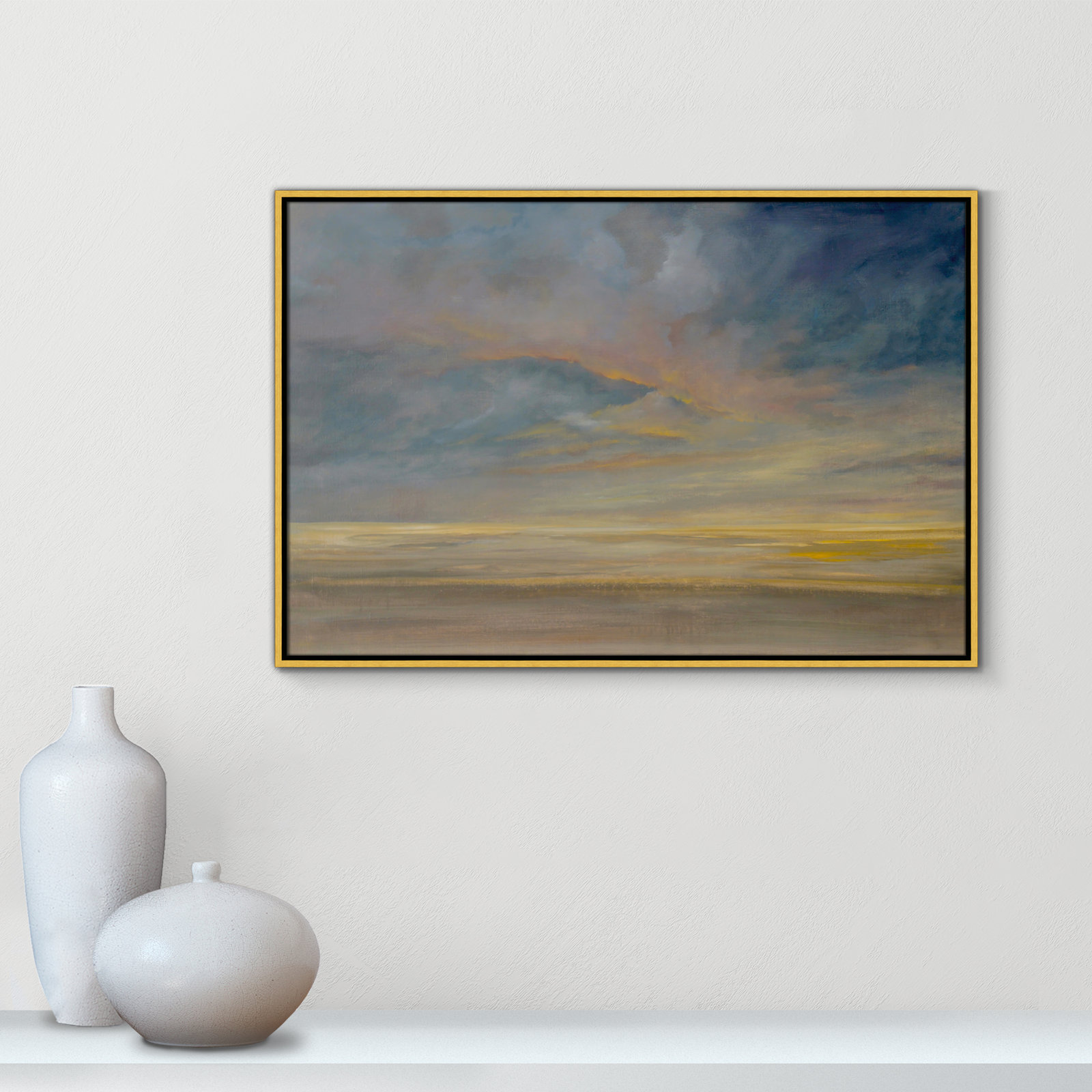 Saffi "Dawning Unrest" Painting, 25.5" H x 37.5" W, Gold