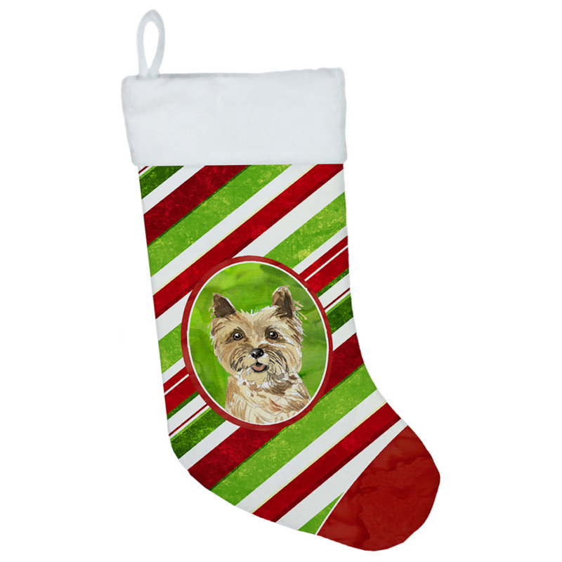 Chaussette de noël à rayures à sucre, Cairn terrier