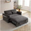 Canapé-lit à deux places en velours de 55 po, dossier réglable avec ports USB, deux poches latérales, canapé-lit convertible 3 en 1, causeuse moderne, 2 coussins de taille pour le salon, GRIS-1405156376