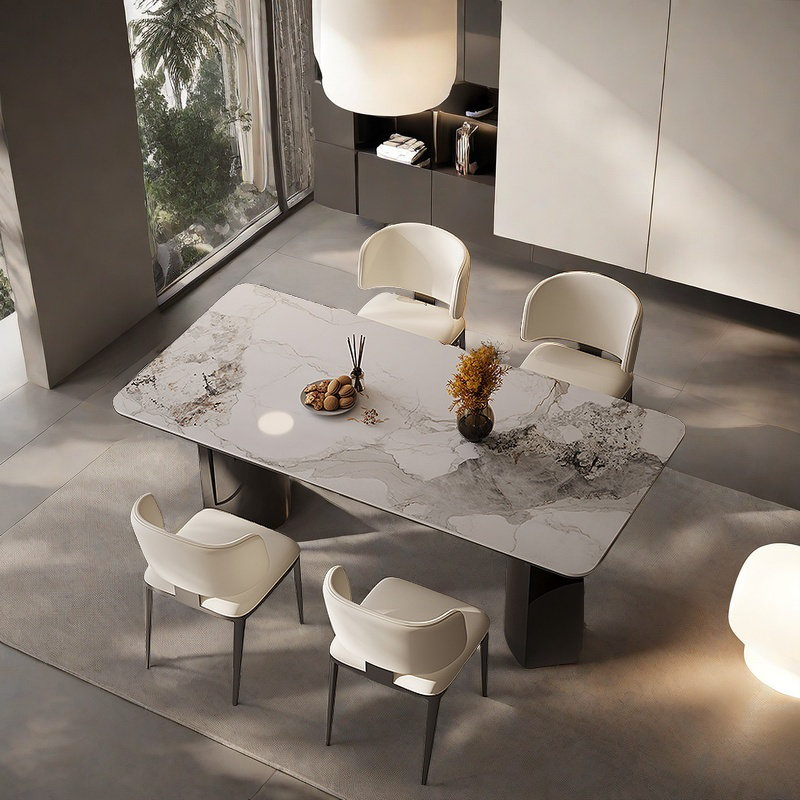 Ensembles de table de salle à manger en pierre frittée durable., H 29,53 po x L 62,99 po x l 31,5 po