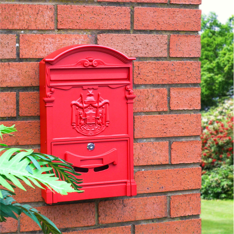 Metal Wall Mounted Mailbox, Red