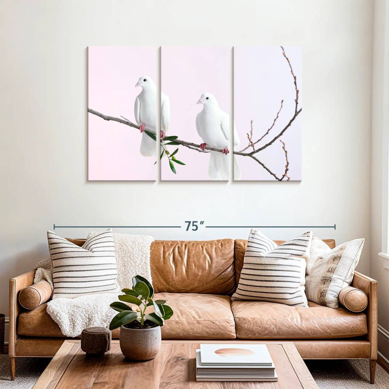 Brampt Perched White Doves, 36" H x 57" W