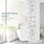 Armoire de rangement mince, armoire de salle de bain haute, tour à linge avec tablette ouverte, tiroir, portes encastrées et tablettes réglables, blanc