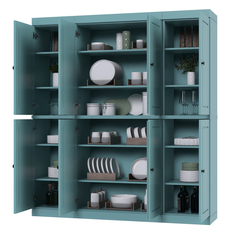 Siegmeyer 100% Solid Wood Tall Kitchen Pantry Cabinet with Doors, Adjustable Shelves, Modular Kitchen Storage Cabinet, 65" W x 71.5" H