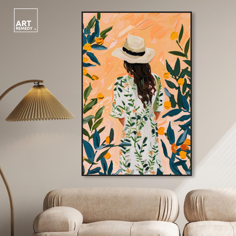 Spring Views Boho Colorful Canvas Art with Black Frame