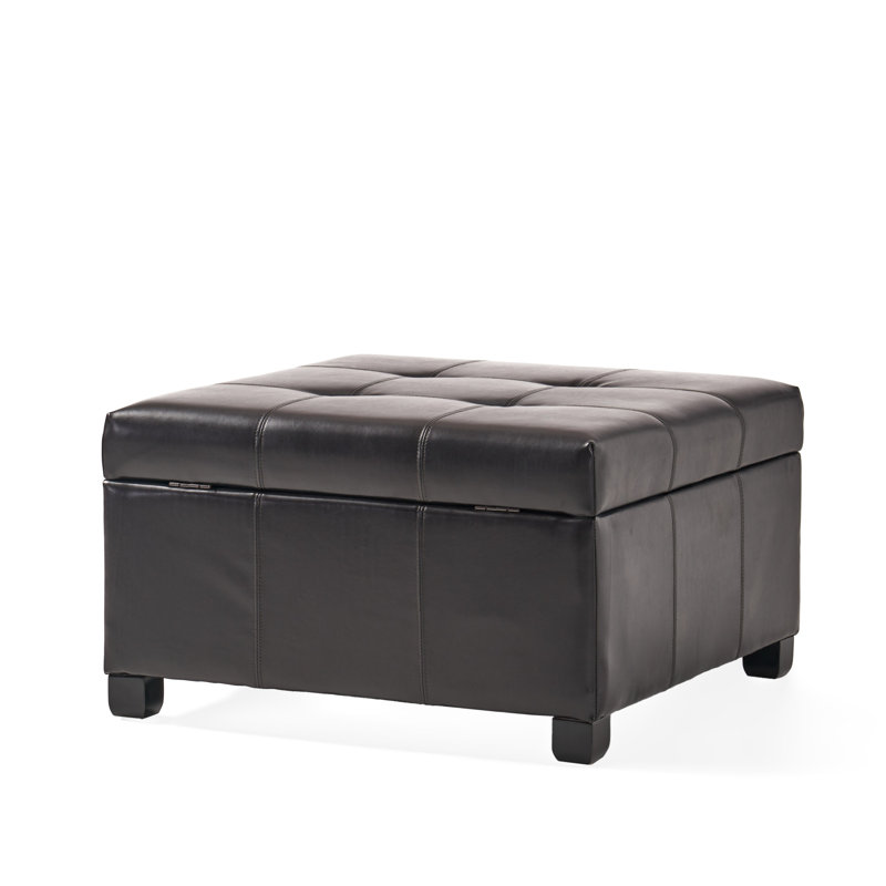 Quentin Faux Leather Ottoman, Espresso