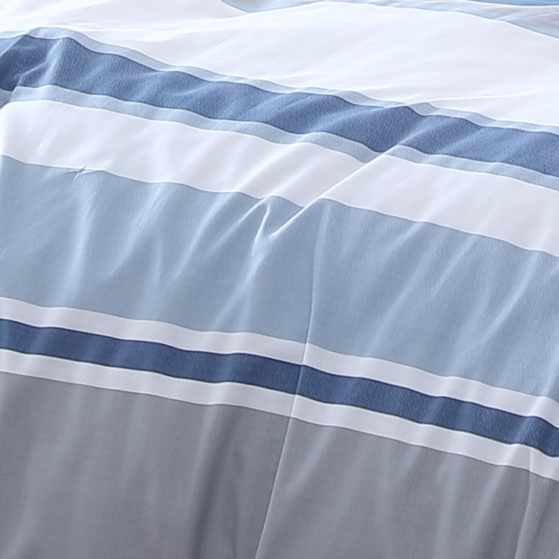 Full Blue Cotton Reversible Comforter Set with Shams