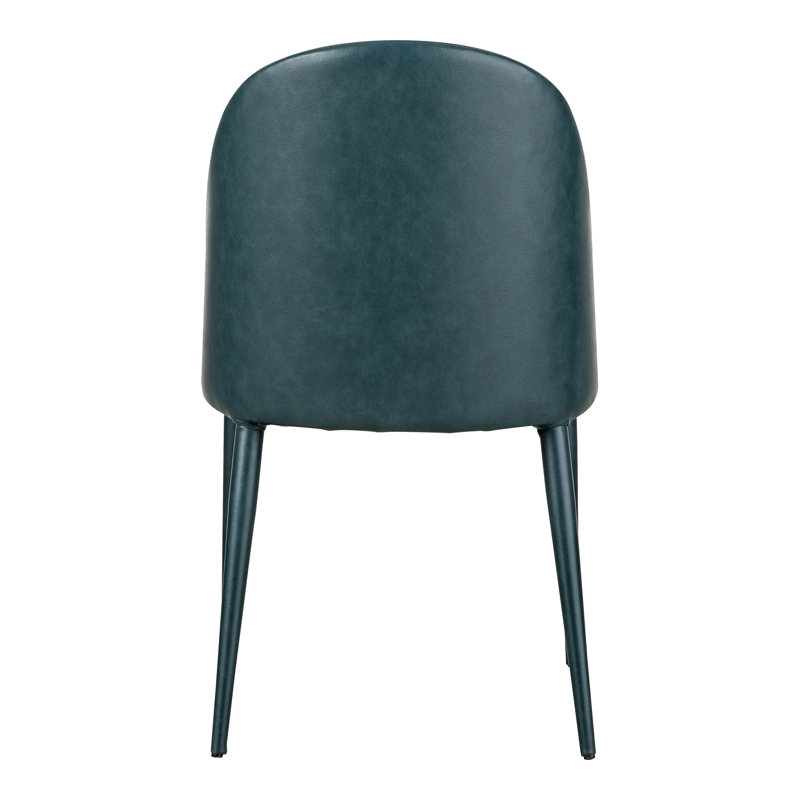 Upholstered Side Chair in Grey, Dark Teal Faux Leather