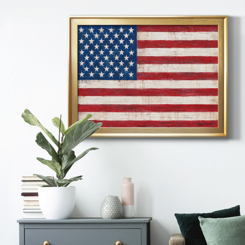 Toile encadrée de qualité supérieure Old Glory - prête à être accrochée, Cadre doré, H 26,5 po x l 36,5 po x P 1 po