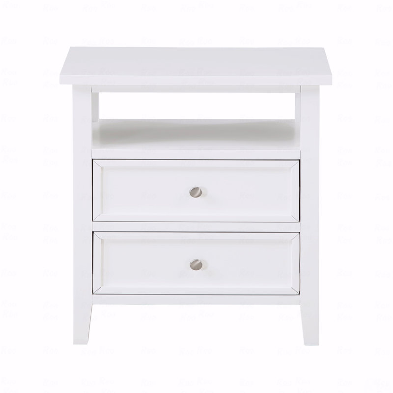 Table de chevet 2 tiroirs, Blanc