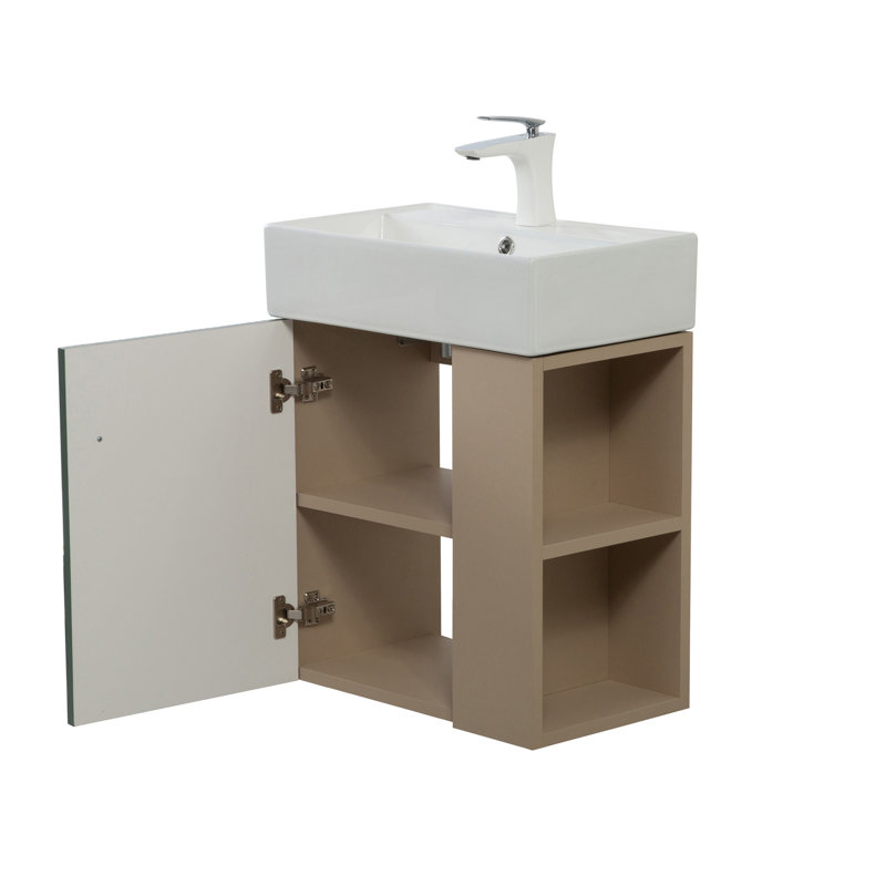 Meuble-lavabo mural 21,6 po avec lavabo en céramique, Vert