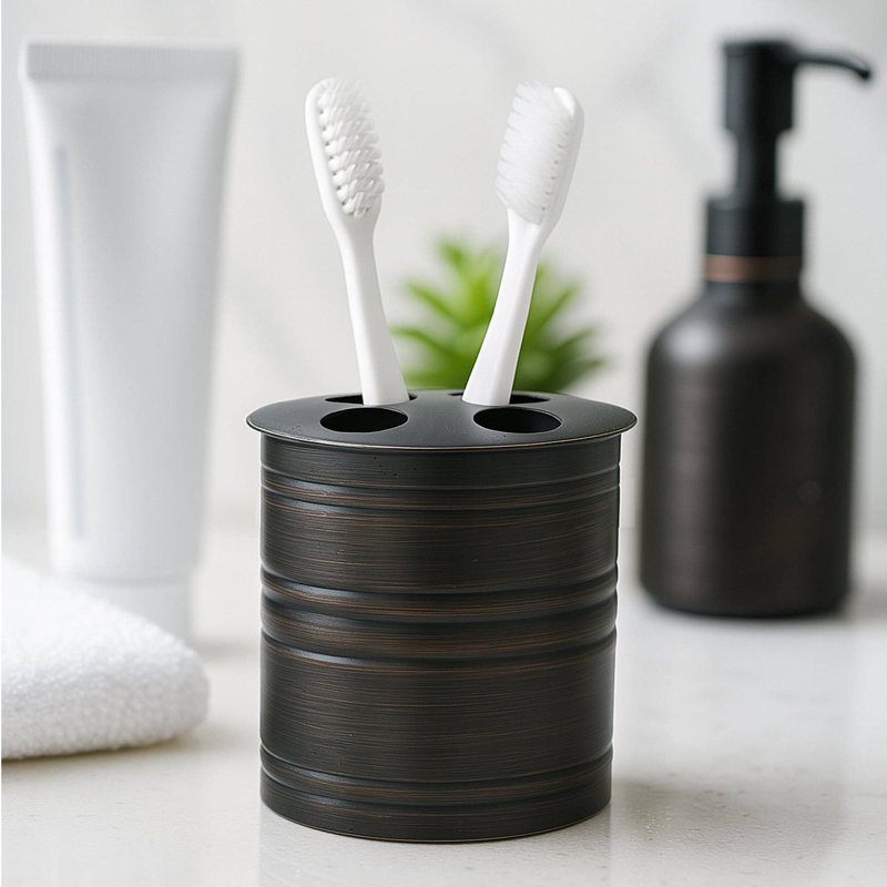 Porte-brosse à dents en métal Oneita | Support compact à fentes multiples pour brosses à dents, rasoirs et accessoires de maquillage | ORB