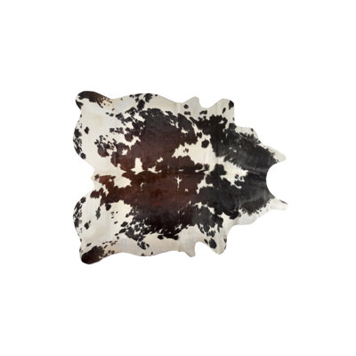 Tapis brun / crème en laine de vache faite à la main de couleur unie Novelty Dante