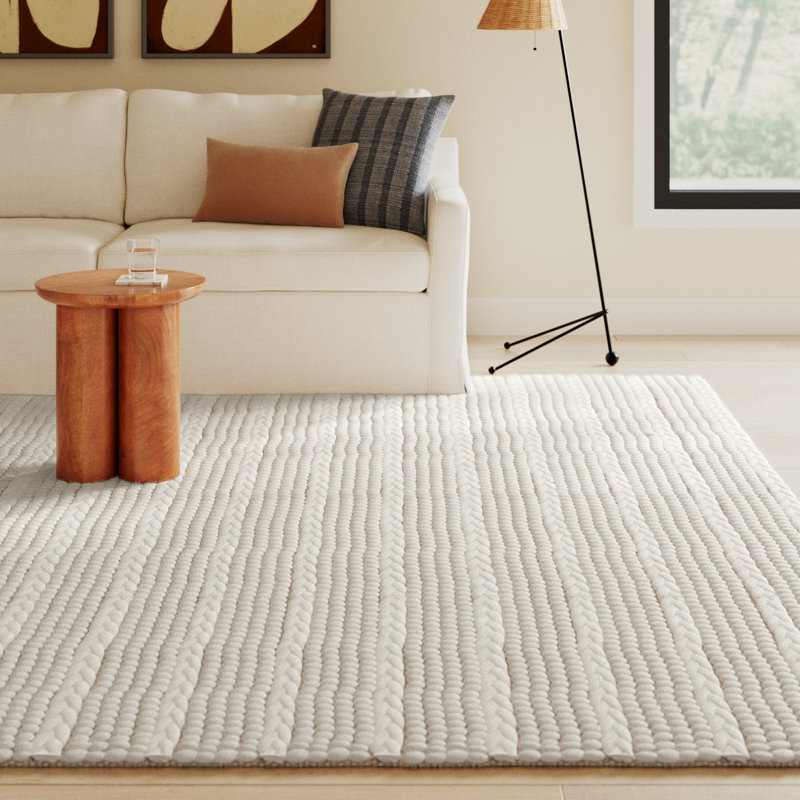 Sestina Handmade Flatweave Ivory Area Rug, Rectangle 9' x 12'