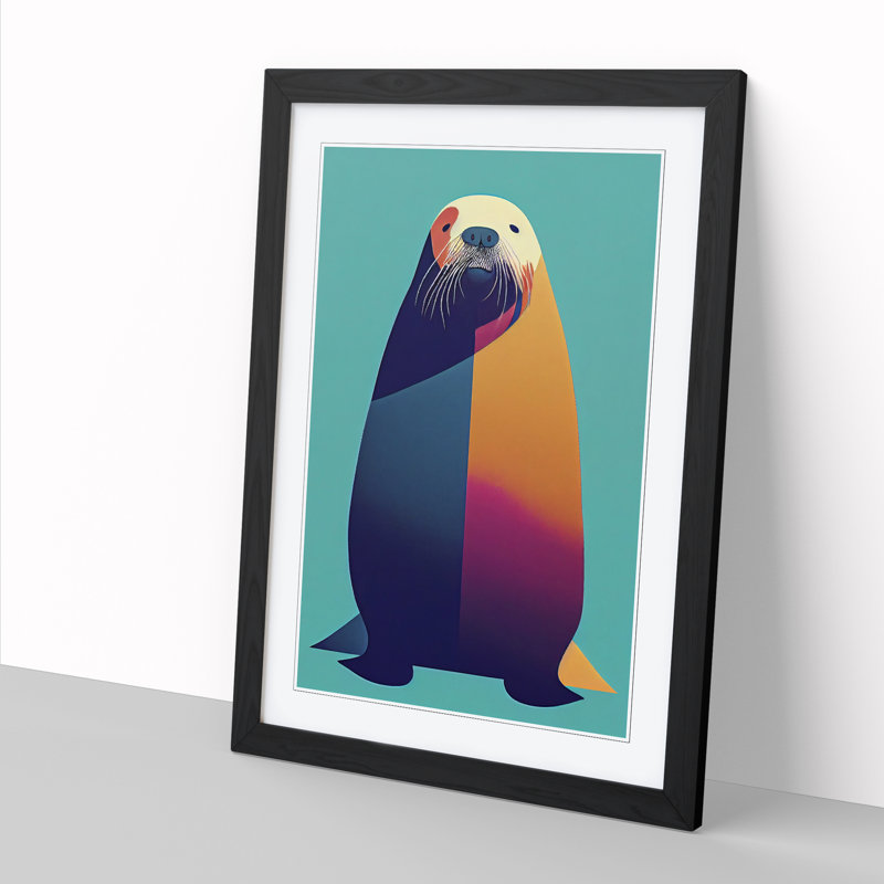 Walrus Abstract - Single Picture Frame Print, 46cm H x 34cm W x 2cm D, Walnut
