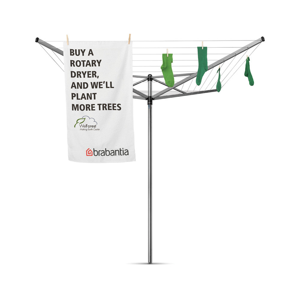 Brabantia Topspinner Outdoor Clothesline (131 Feet), with Metal Ground Spike. Brabantia