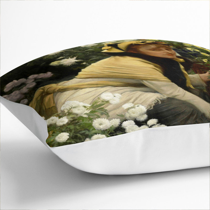 Chrysanthemums Scatter Cushion, White, 55cm H x 55cm W x 20cm D