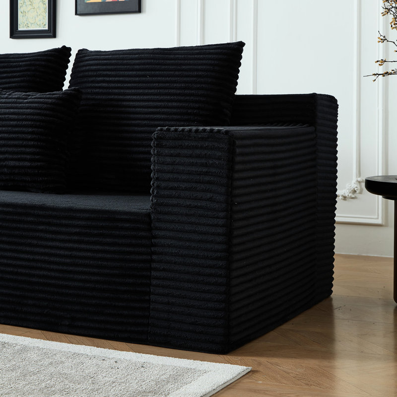 Canapé modulaire à 5 places en velours côtelé, porte-gobelets, sans assemblage, surdimensionné pour une inclinaison confortable, assis