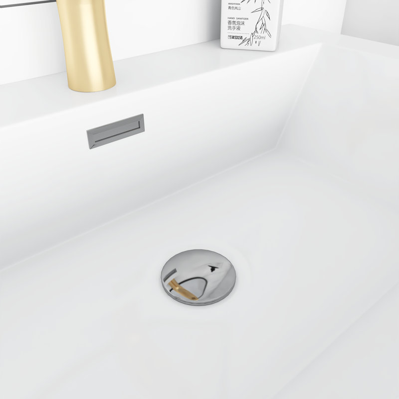 Larnaca 30'' Single Sink Wall Mounted Bathroom Vanity with Resin Top, Ash Grey