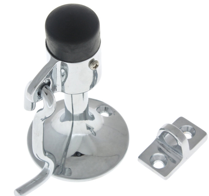 Solid Brass Cup Baseboard Stop, Polished Chrome