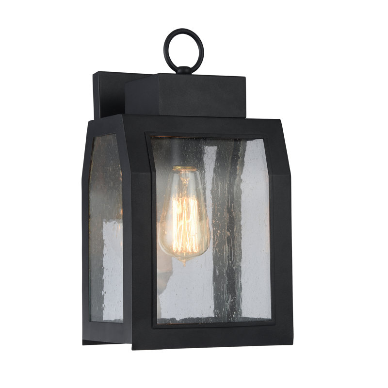 Lanterne murale d'extérieur à 1 ampoule Abram, H 14 po x l 7,5 po x p 7 po, Noir texturé
