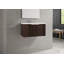 Meuble-lavabo mural de 36 po avec portes à fermeture en douceur, lavabo en résine à bord moyen, finition en mélamine résistante aux égratignures et aux rayures, brun argenté